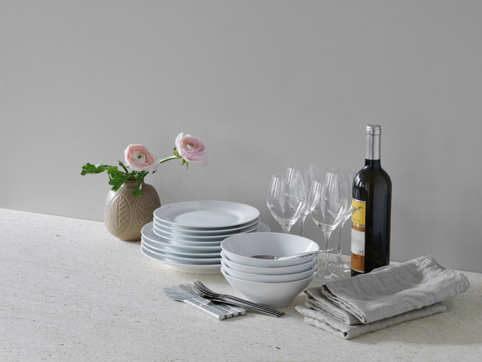 Royal Copenhagen Hvid Riflet tallerken, dyb - 17 cm. - Bahne